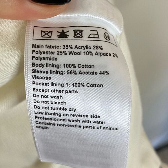 NWT Ba&Sh Fillie Alpaca Wool Grey White Pea Coat Blend Striped Size M - Picture 15 of 16